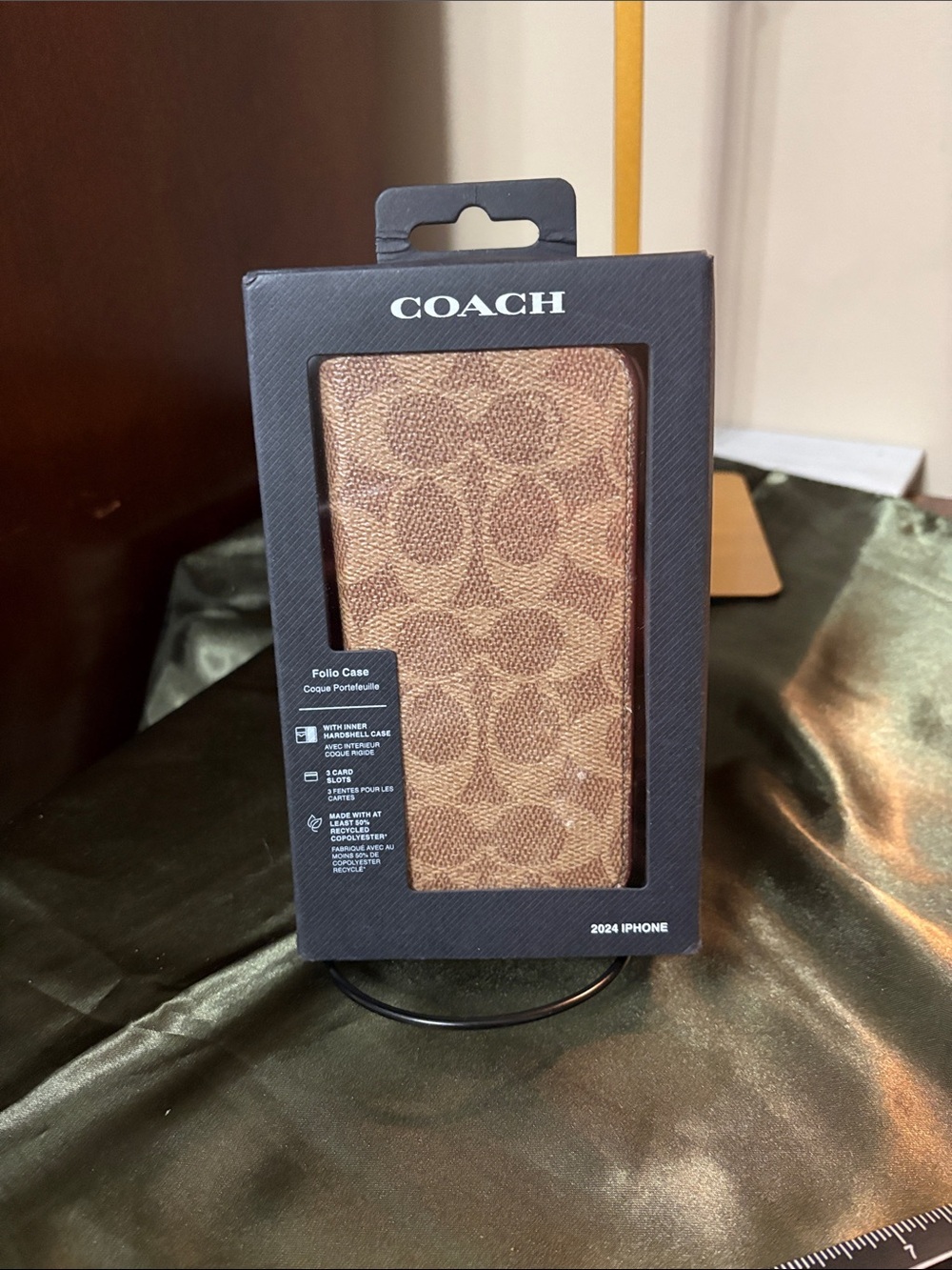 Coach Signature Folio Phone Case in Brown and Tan fits 16
